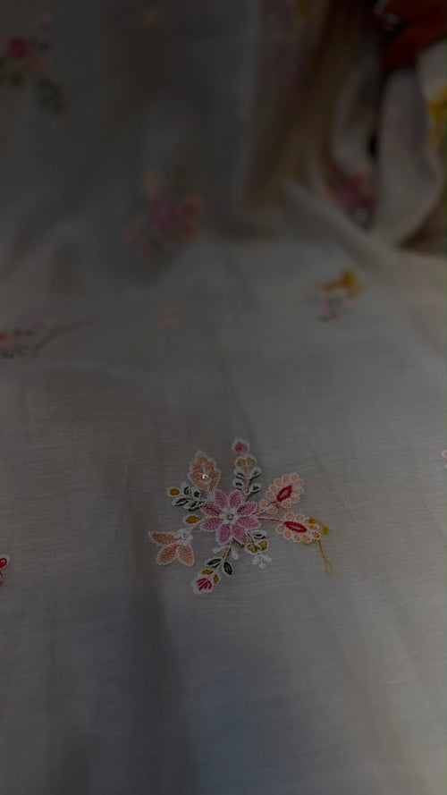 A Little Garden in Ivory — Mul Chanderi Luxe