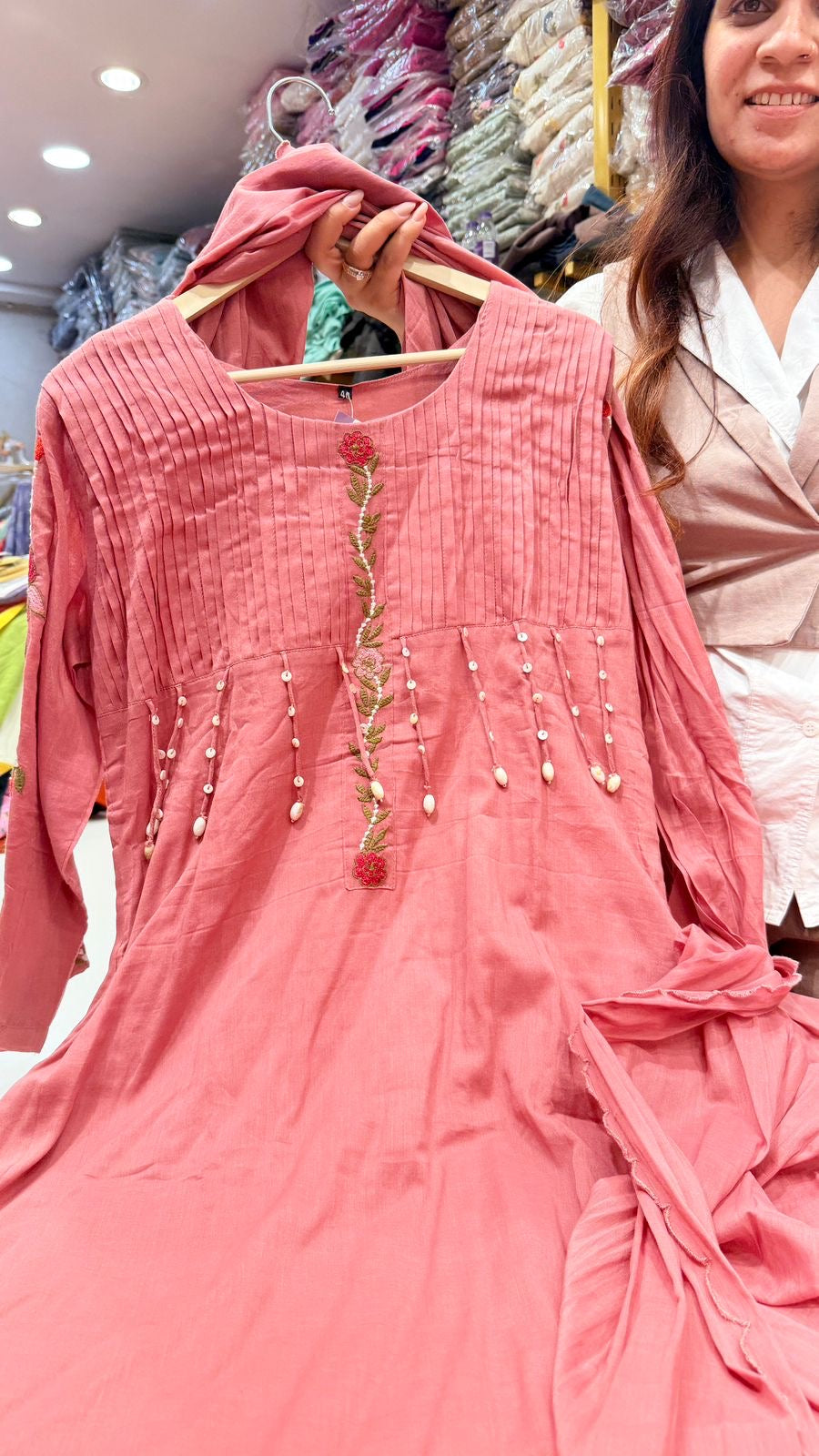 Muted Bloom Mul Chanderi Set