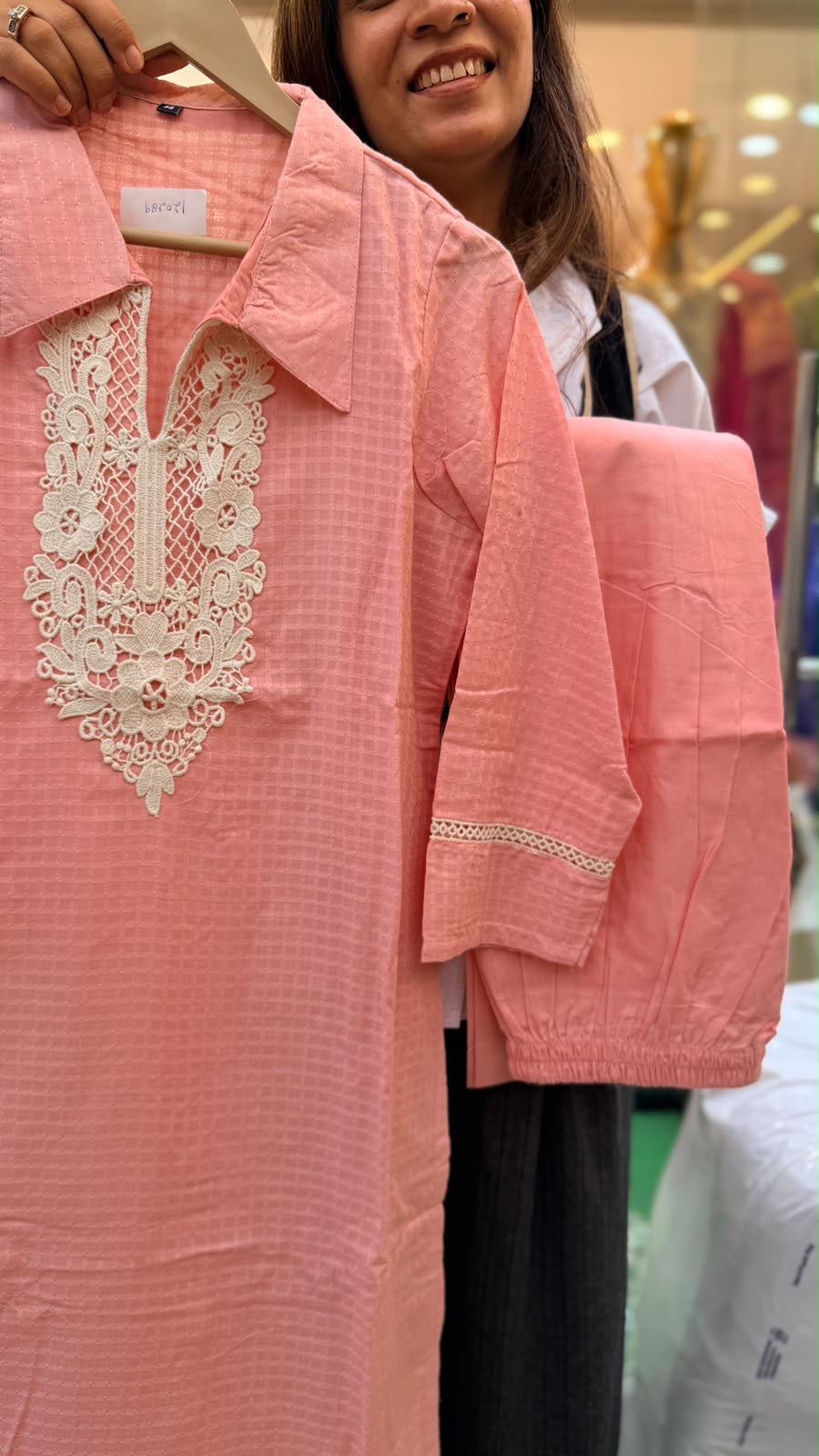 Pastel Poetry – Textured Cotton Suit Set ✨