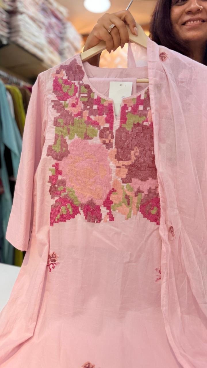 Gulrang Series —Cross Stitched Suit Set