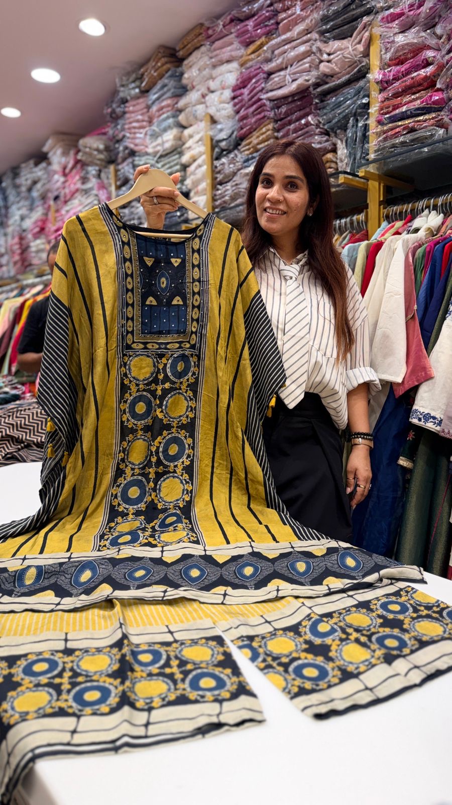 Golden Indigo Muse Kaftan Set