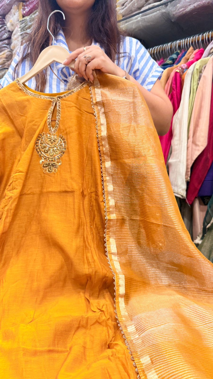Noor in Three Tones —     Chocolate , Emerald & Mustard