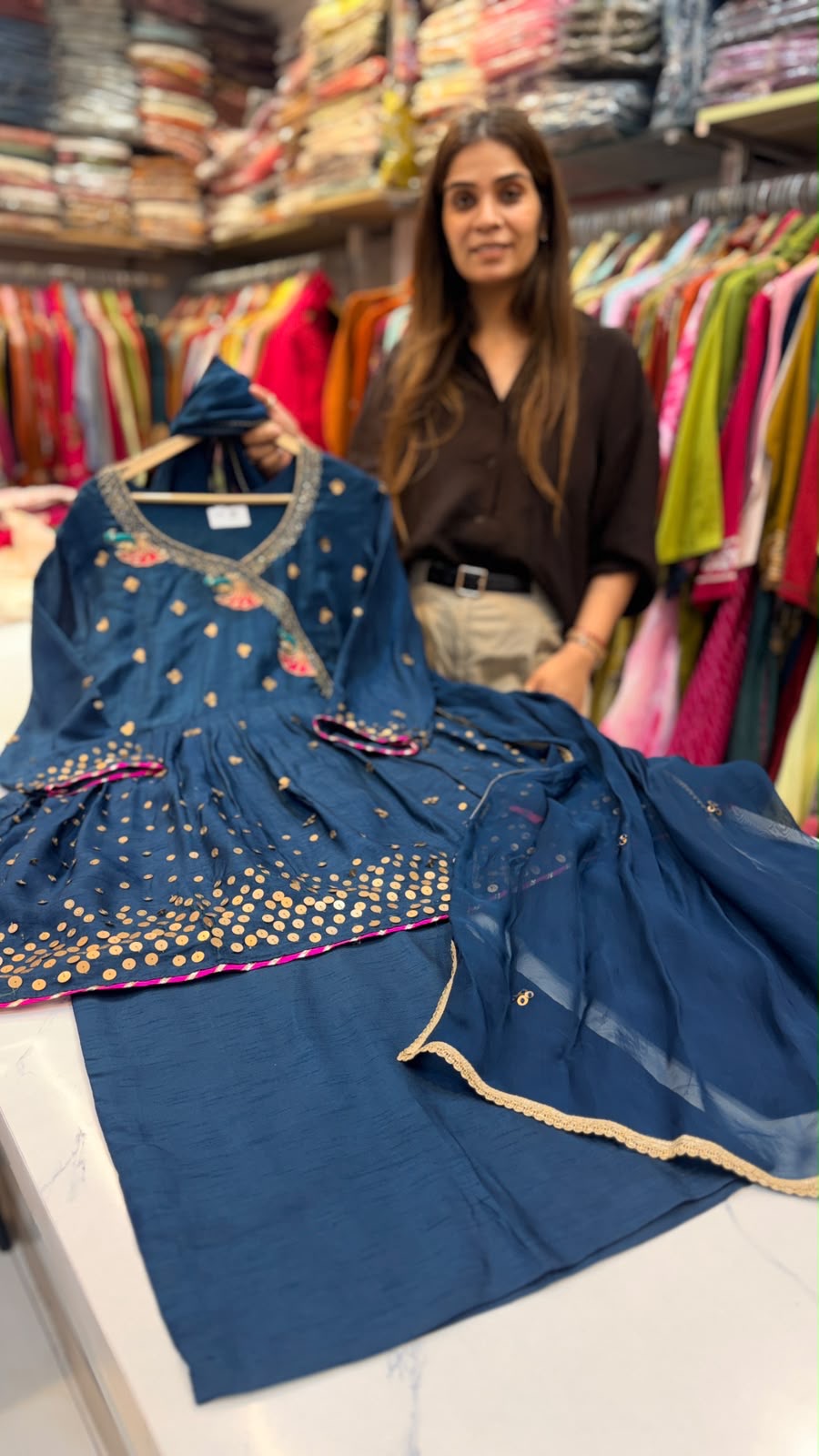 The Peacock Waltz – Festive Angrakha Palazzo Set✨