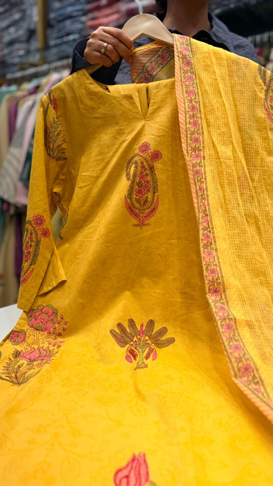 Yellow Mul Paisley Suit Set