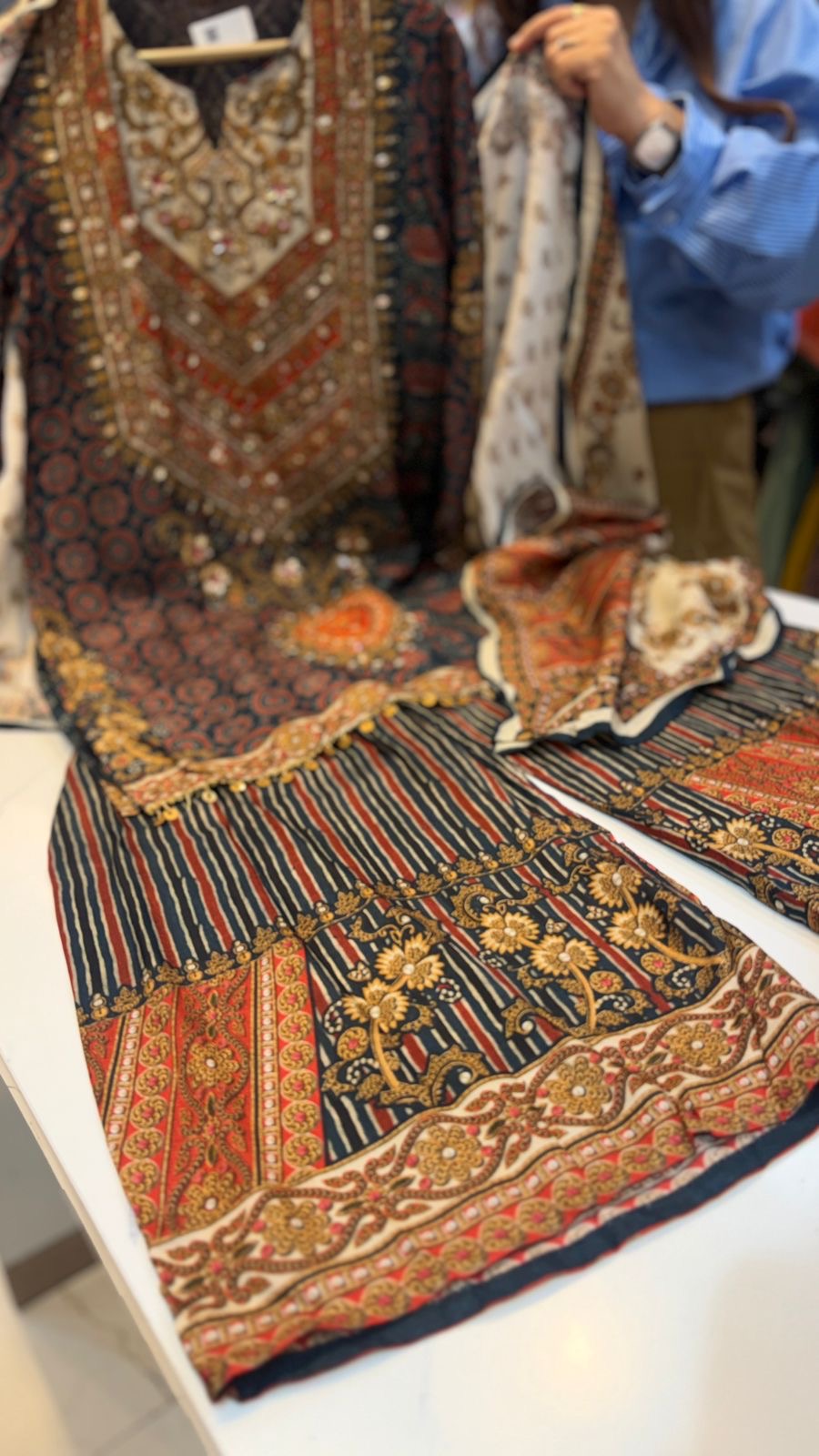 The Ajrak Afterglow – Embellished Suit Set — Kareena Inspired