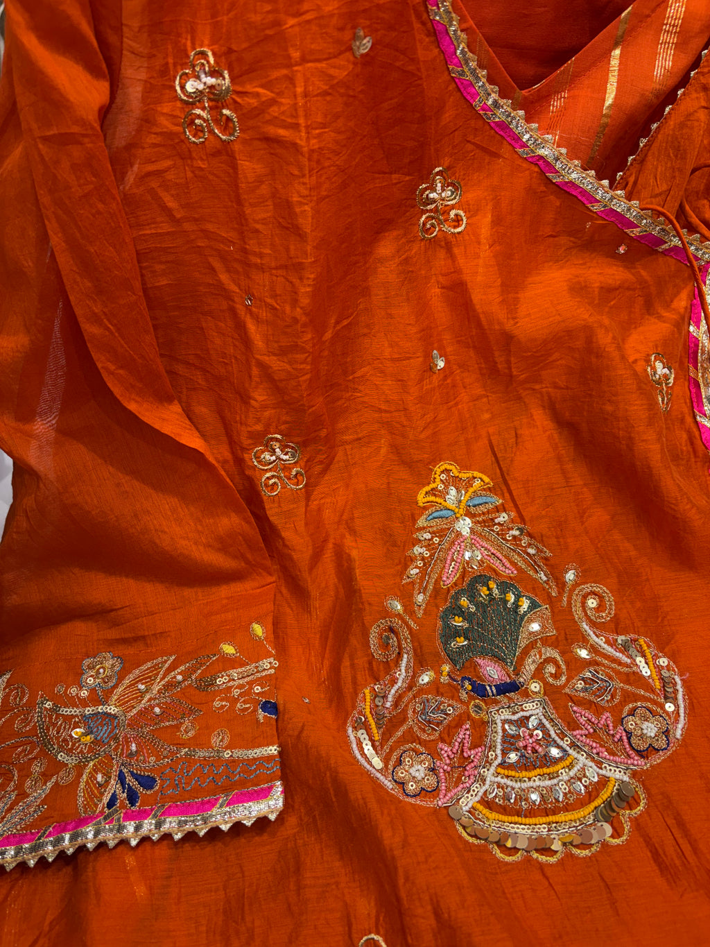 The Angrakha in Ember – Mul Chanderi Suit Set ⭐