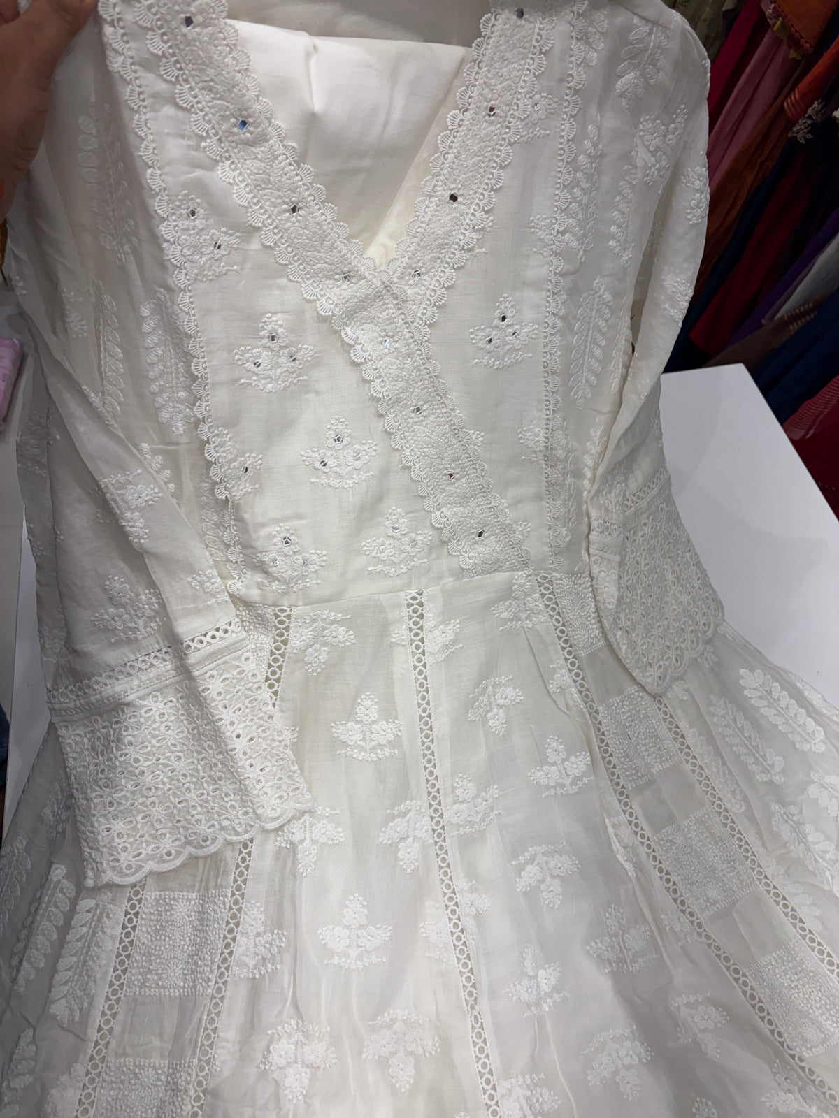 A Fine Balance of Ivory – Chikankari Beige Anarkali ⭐