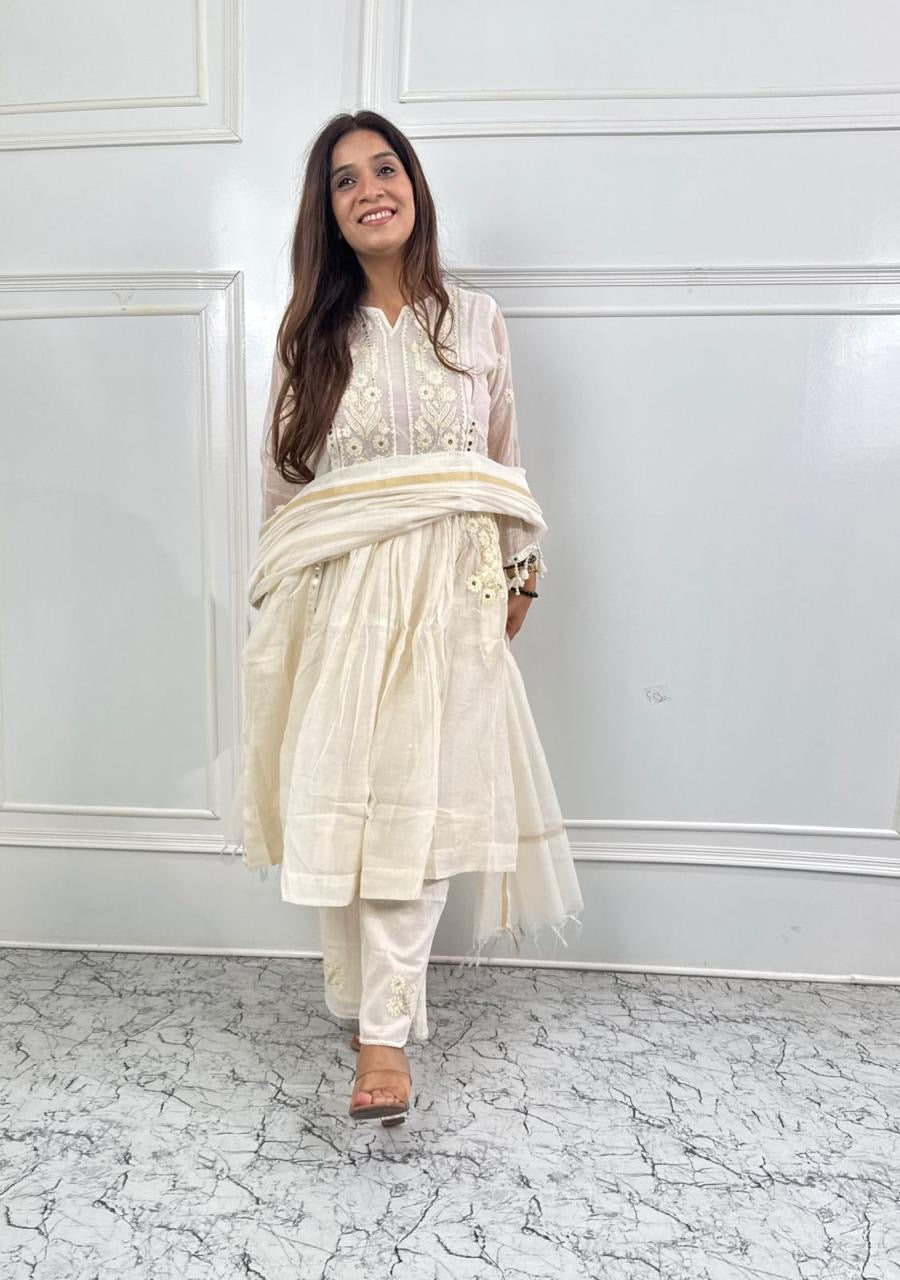 Ivory Grace Mul Chanderi Suit Set
