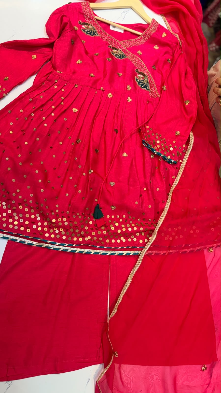 The Peacock Waltz – Festive Angrakha Palazzo Set✨