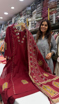 Maroon Mosaic Cotton Suit Set