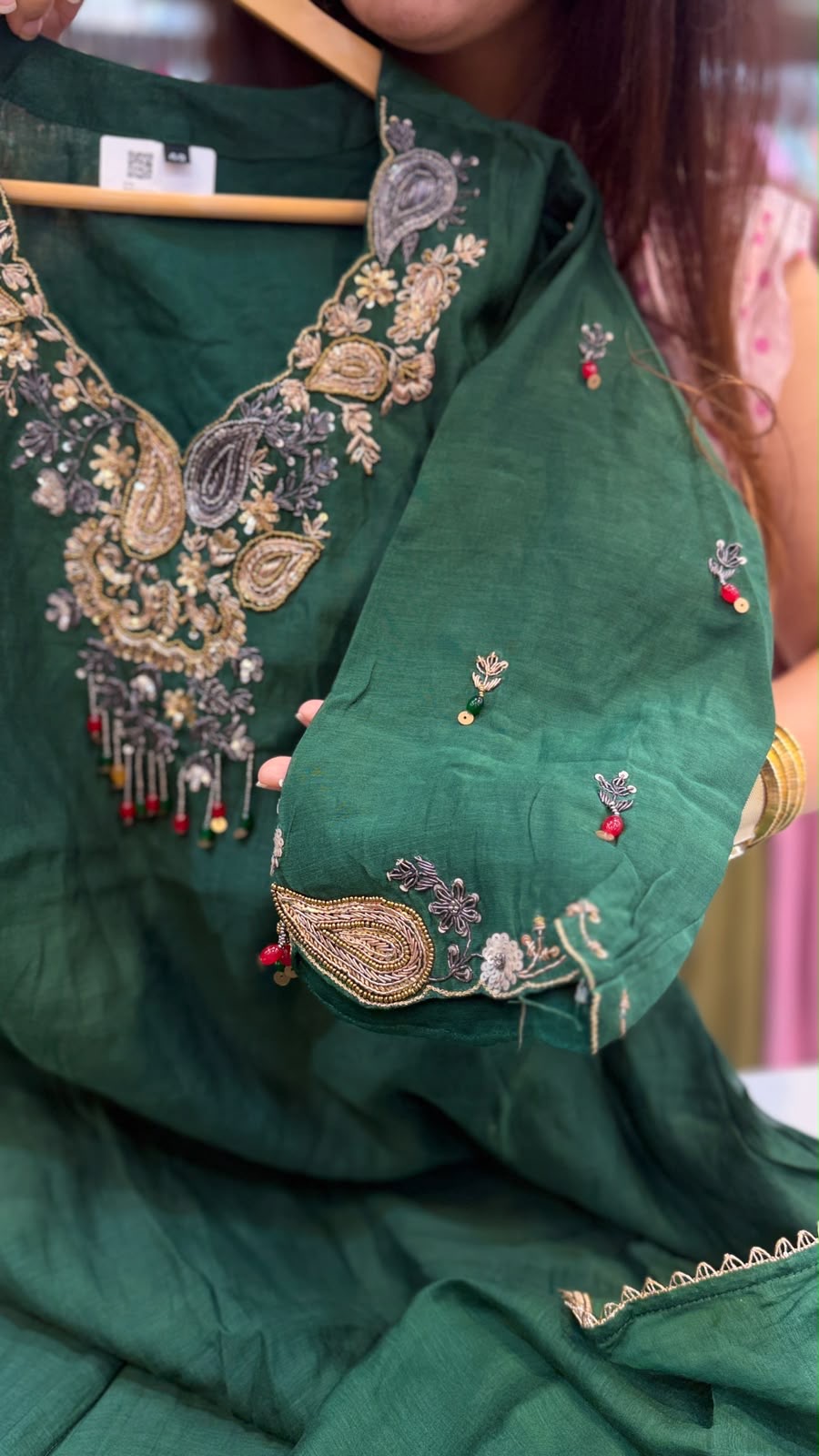 Majestic Moss Ensemble- Mul Chanderi