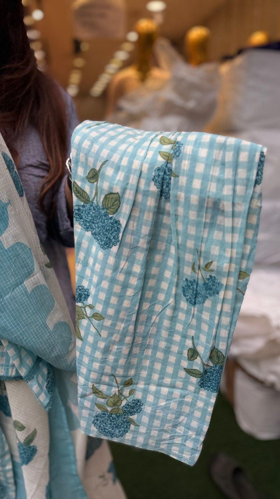Hydrangea Check Farsi Suit Set
