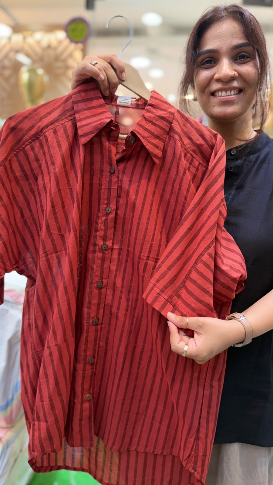 Crimson Current Stripe Cotton Shirt