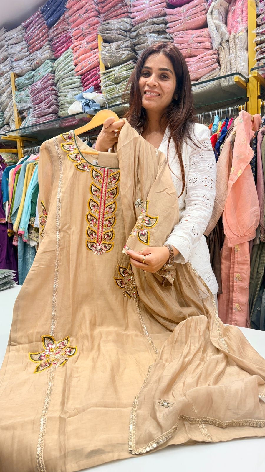Gilded Petal Mul Chanderi ~ Super Luxe