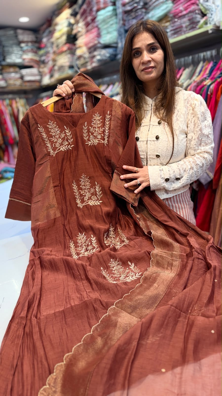 Botanical Alchemy – Mul Chanderi Suit Set