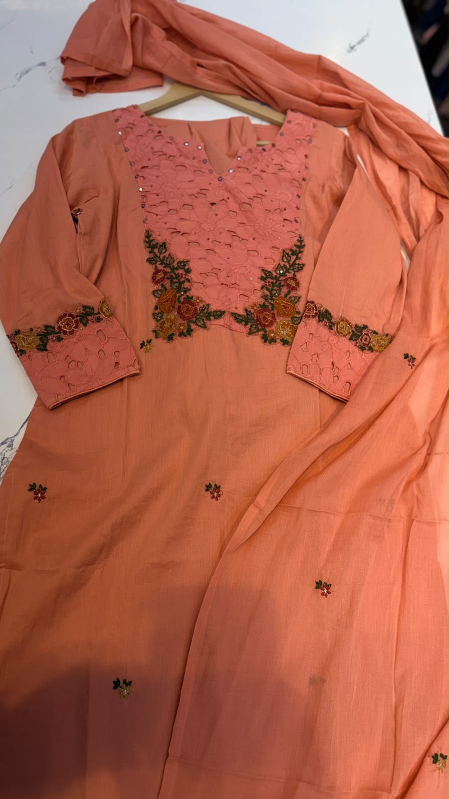 Floral Cutwork Embroidered Suit Set