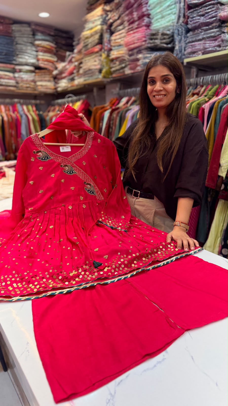 The Peacock Waltz – Festive Angrakha Palazzo Set✨