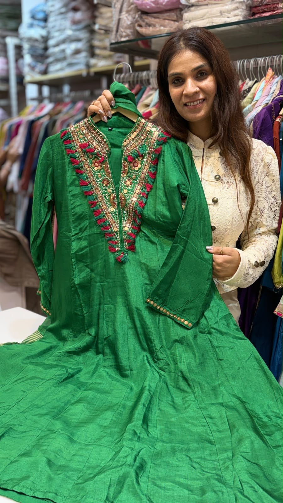The Tassel Treasury – Mul Chanderi Suit Set