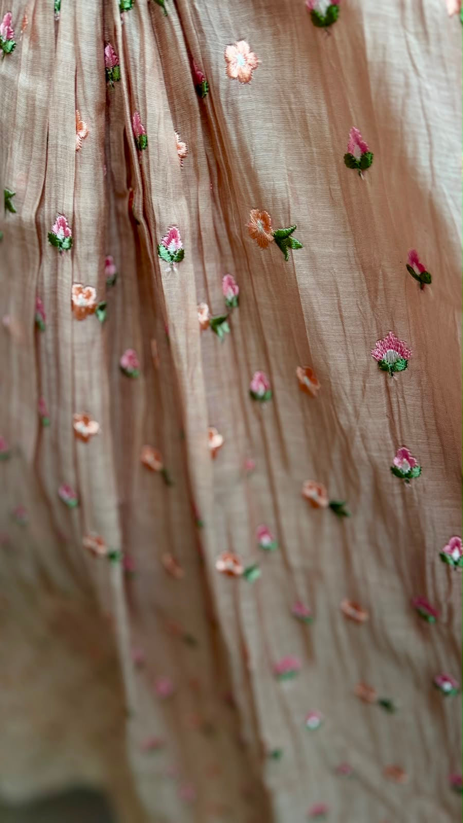 Blush Petal Whisper – Embroidered Mul Chanderi Suit