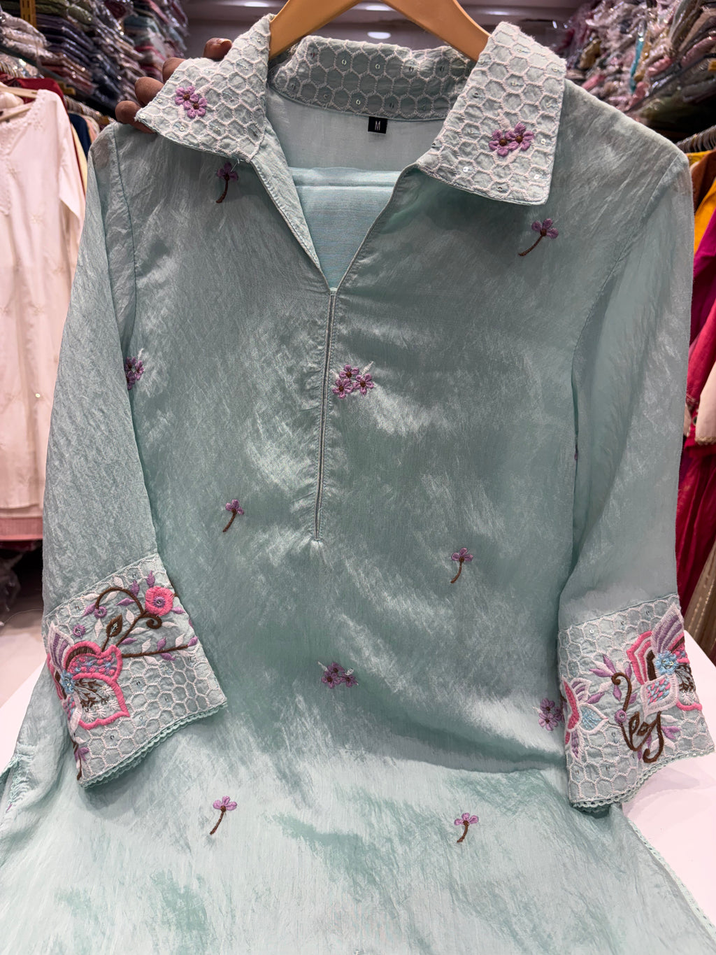 Mint in Bloom – Embroidered Co ord Style Kurta Pant