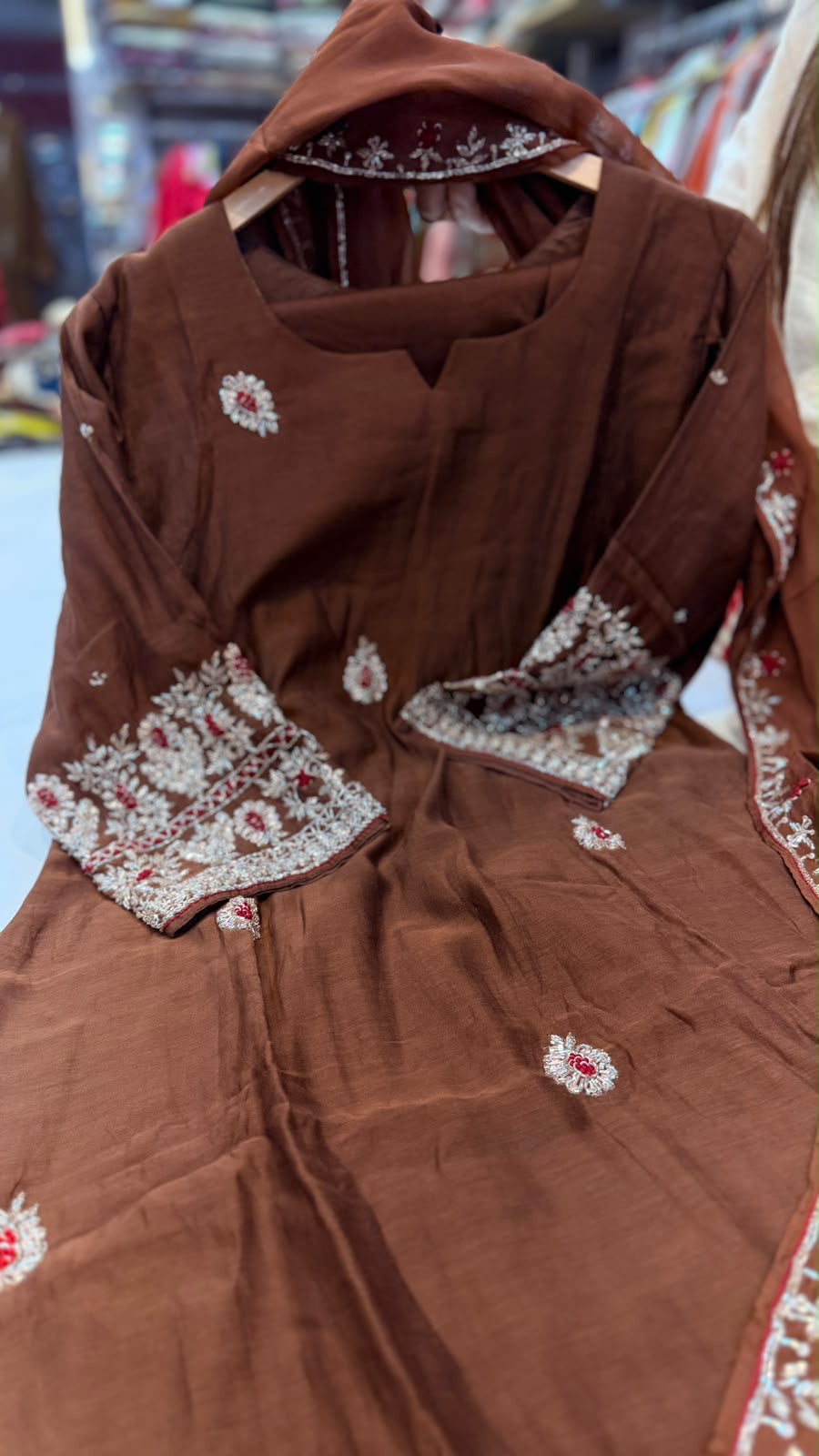 A Little Sparkle, A Lot of Charm – Embroidered Mul Chanderi Set ✨