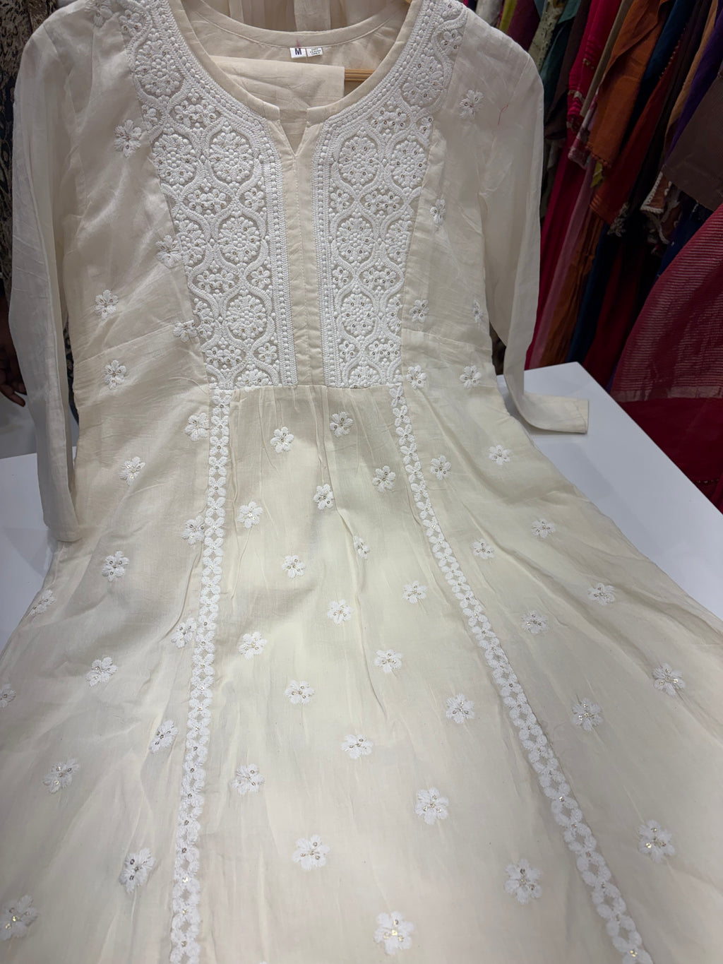 The Ivory Equation – Chikankari A-Line Suit Set ⭐