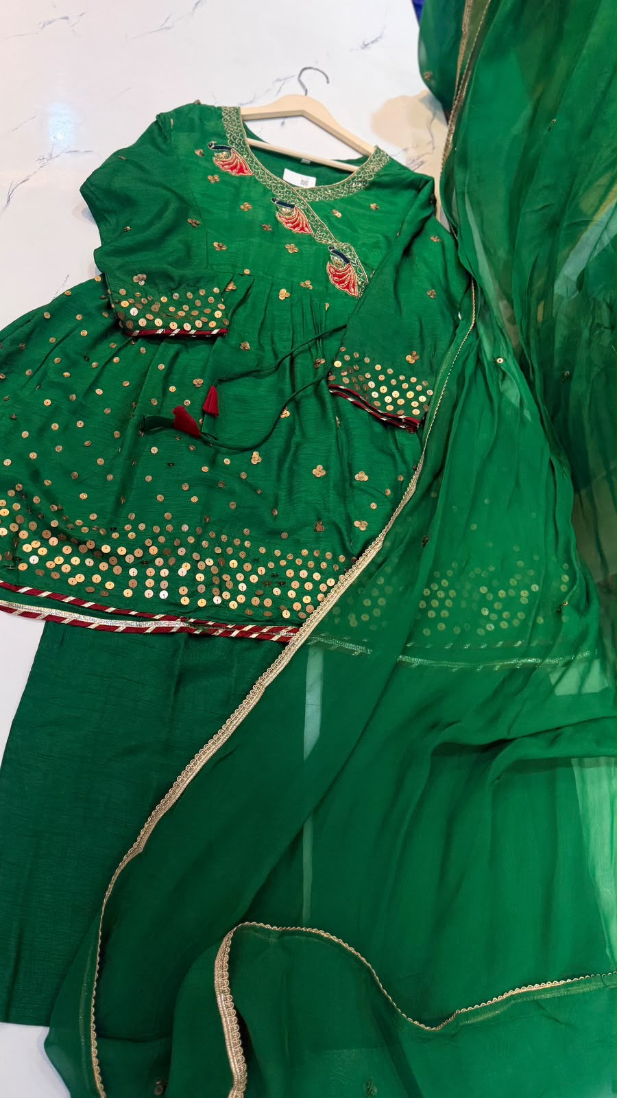 The Peacock Waltz – Festive Angrakha Palazzo Set✨