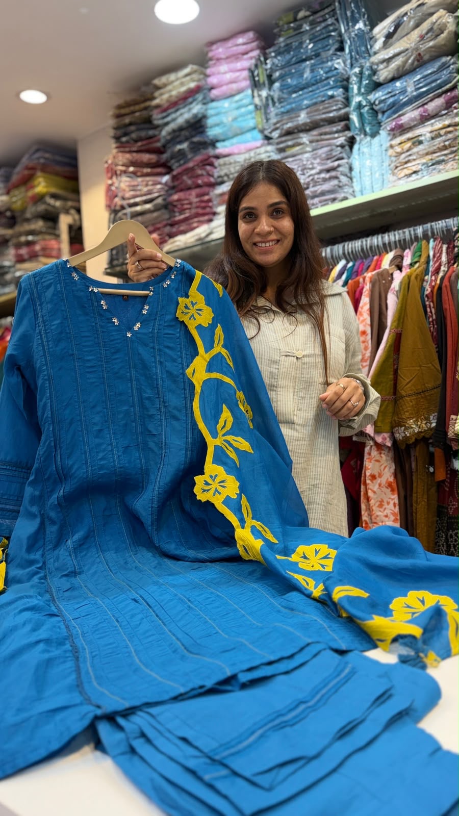 Blue, With a Twist – Cutwork Dupatta Set