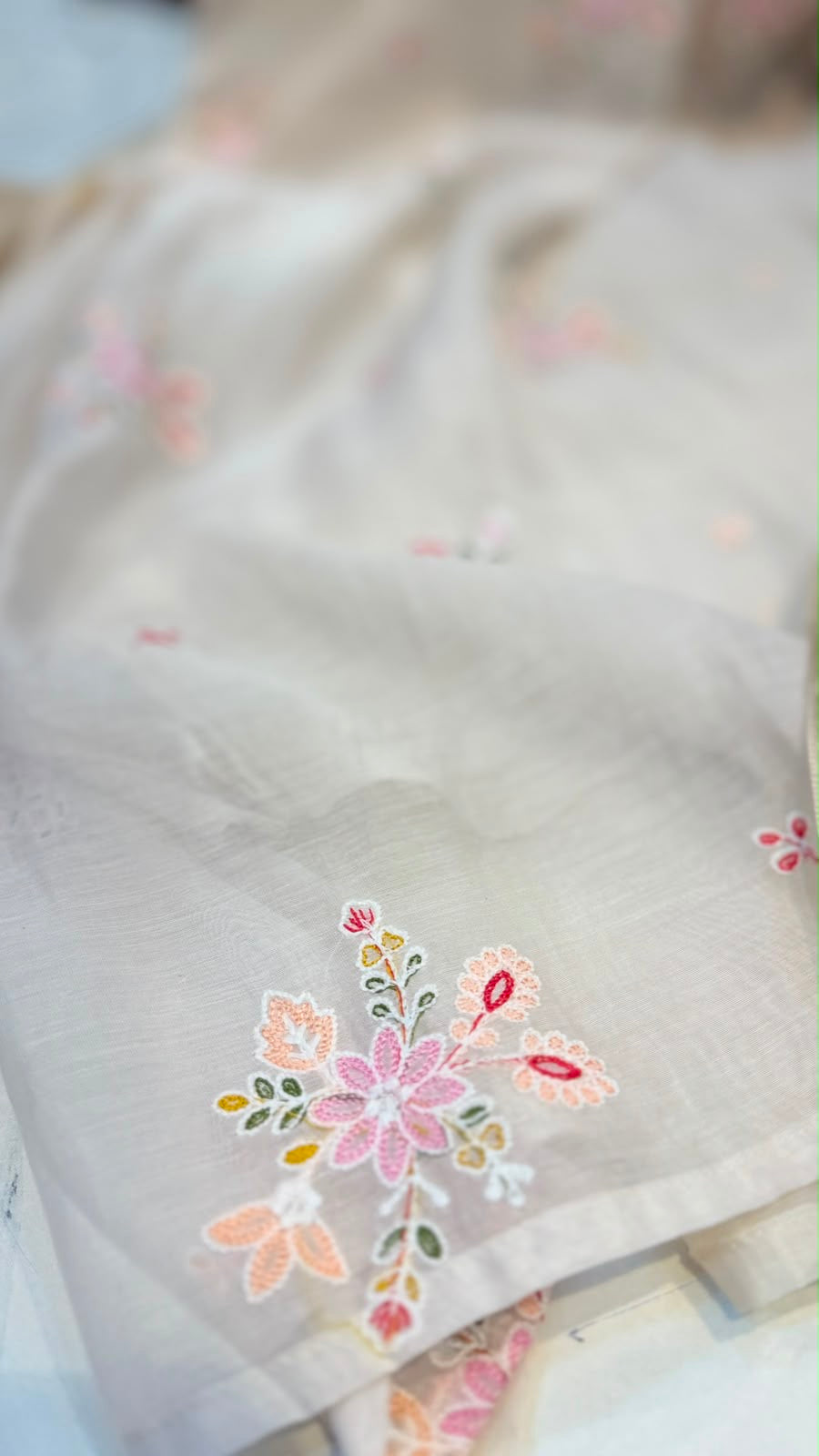 A Little Garden in Ivory — Mul Chanderi Luxe