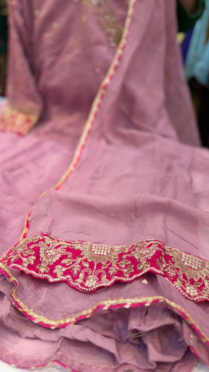 Rosé Royale – Angrakha Mul Chanderi Suit Set