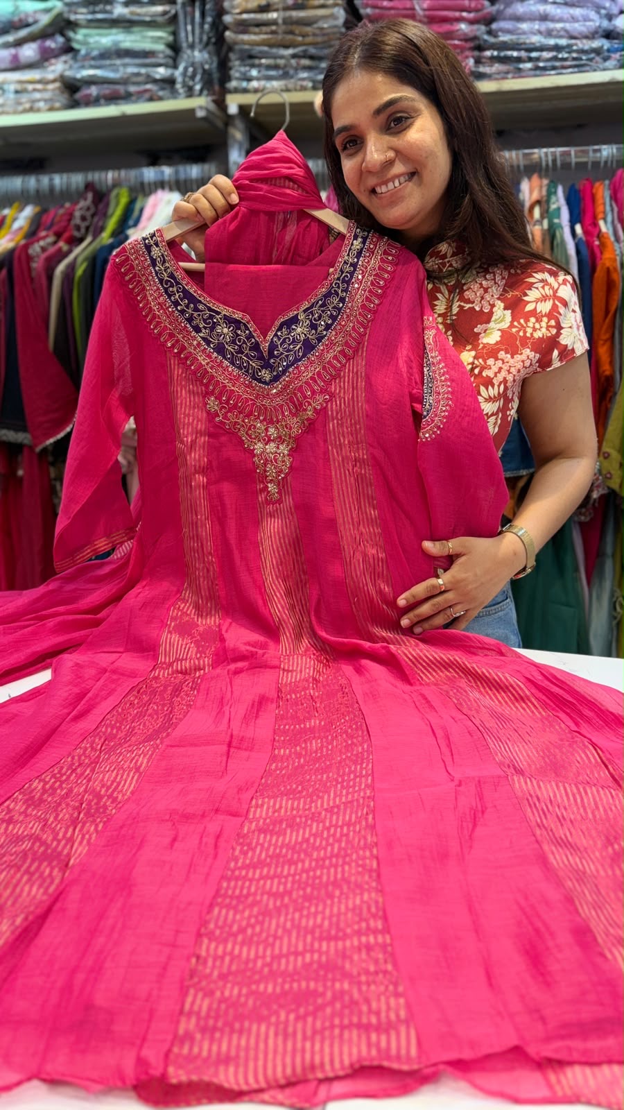 The Contrast Crown – Mul Chanderi Suit Set