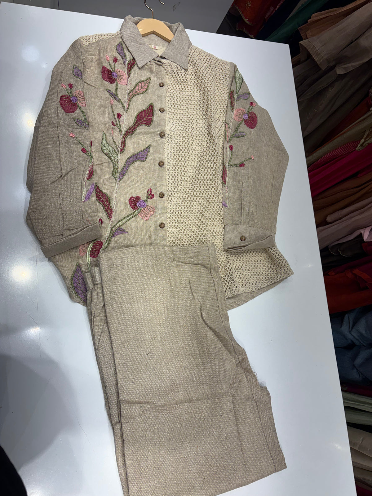 Botanicals Meet Texture – Jute Co-ord Set ⭐