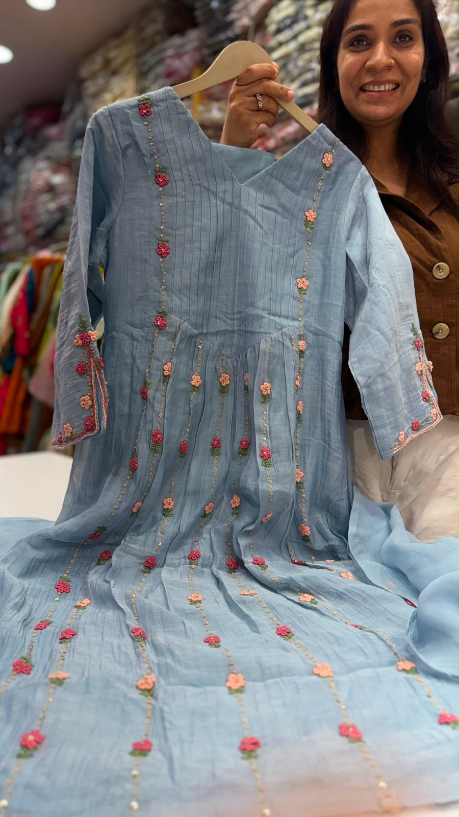 The Floral Cadence - Mul Chanderi Luxe