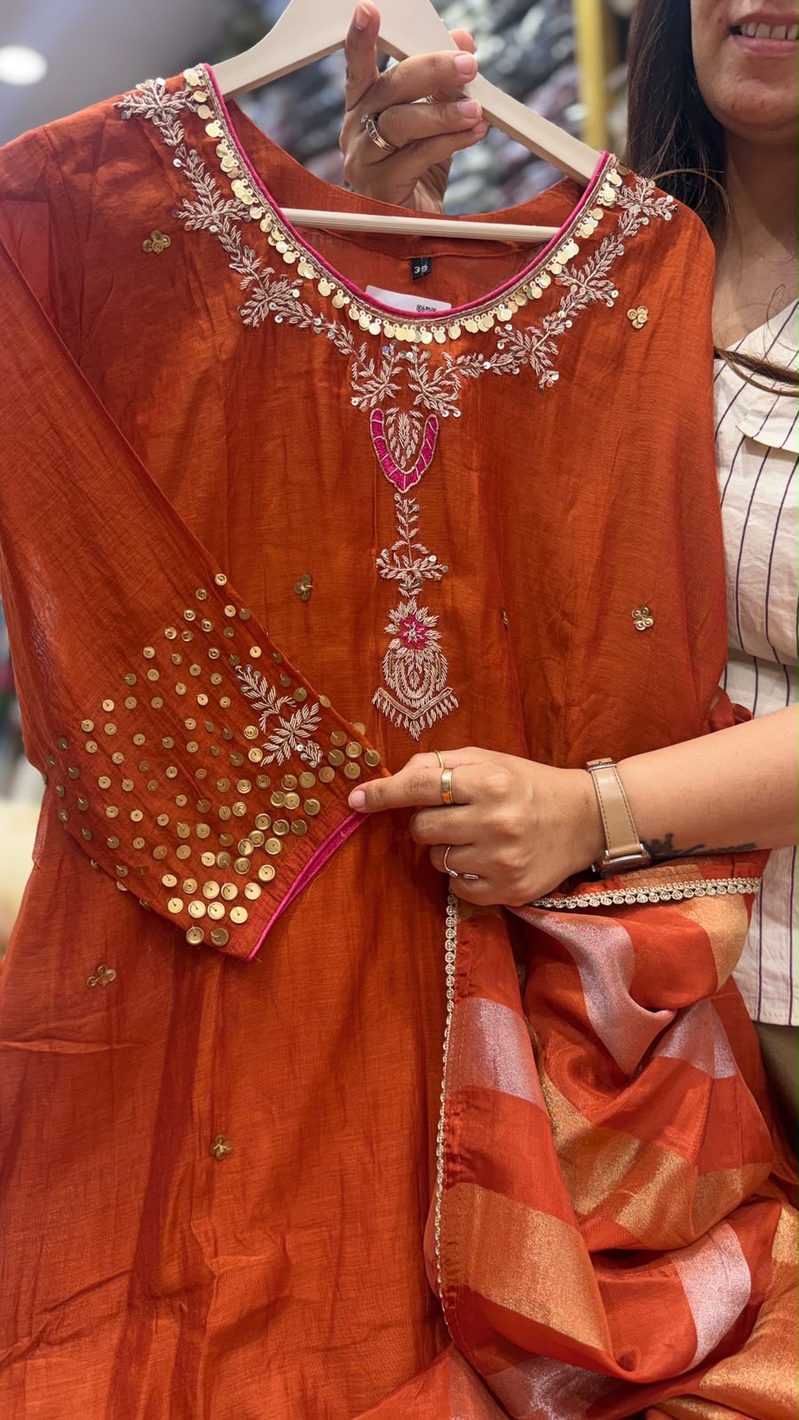 Olive Ember Mul Chanderi Suit Set