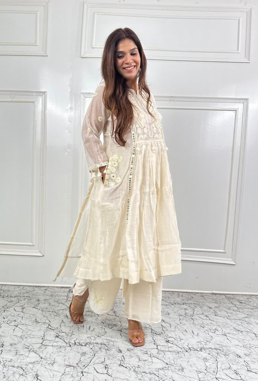 Ivory Grace Mul Chanderi Suit Set