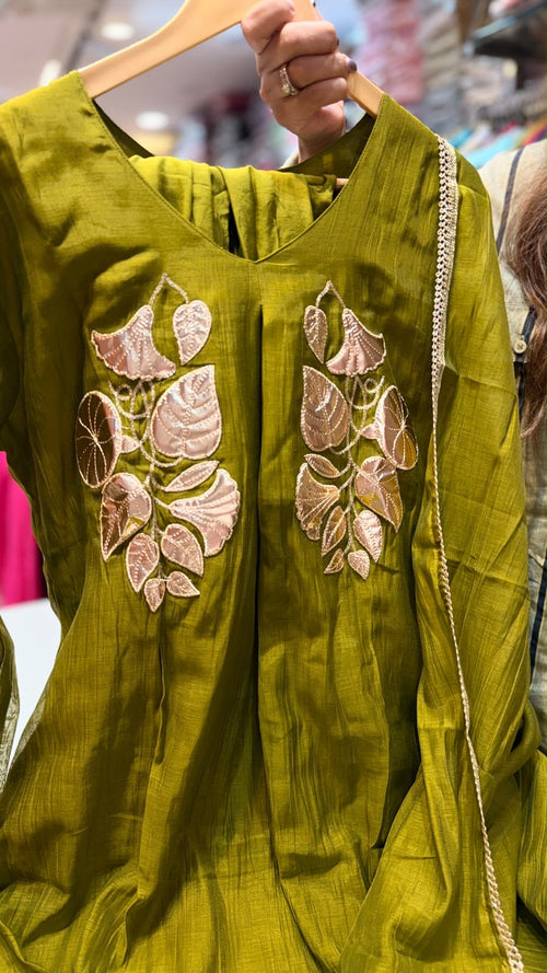 Botanical in Metallic – Mul Chanderi Suit Set