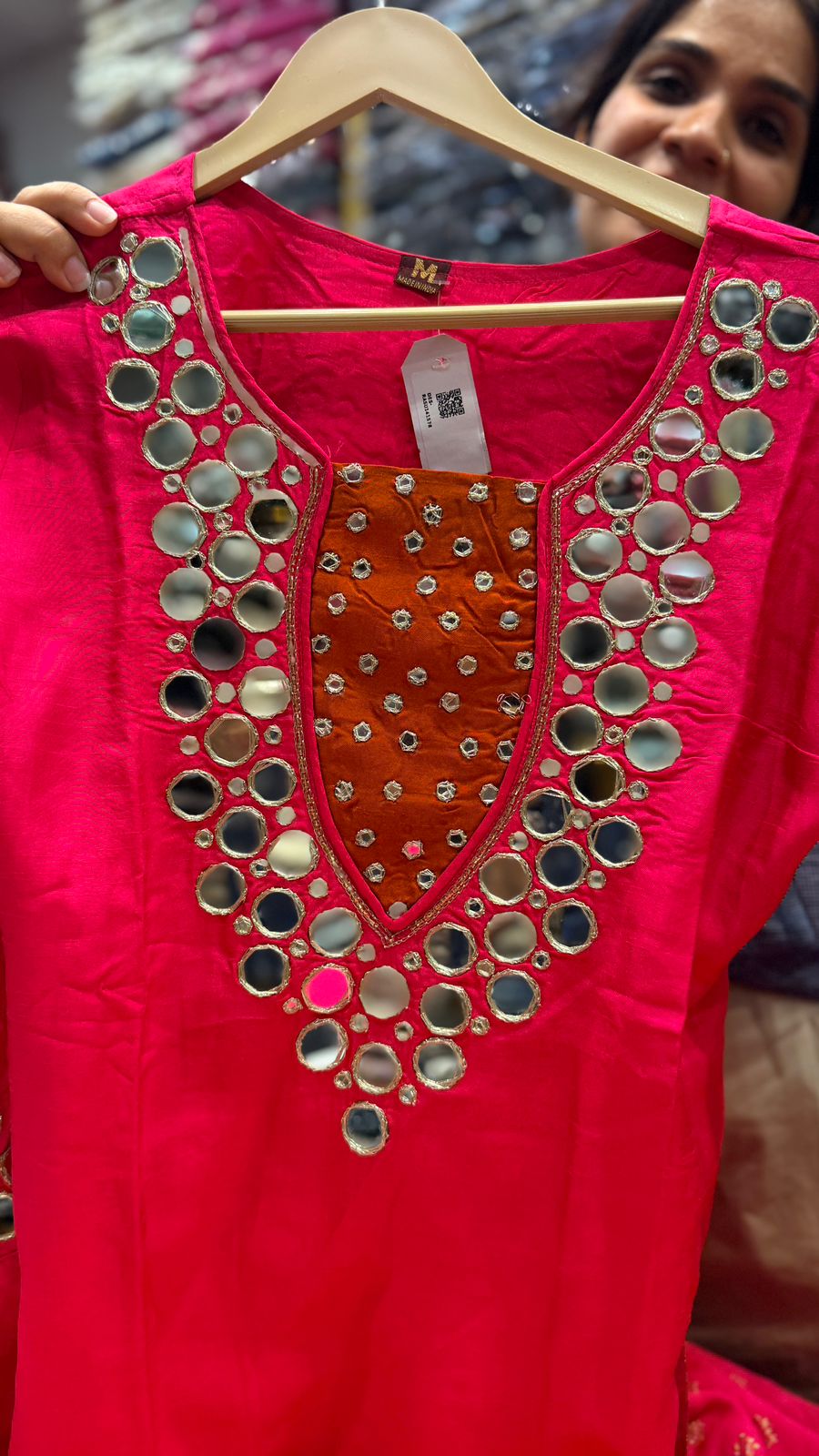 Mirror Work Rani Pink Suit Set