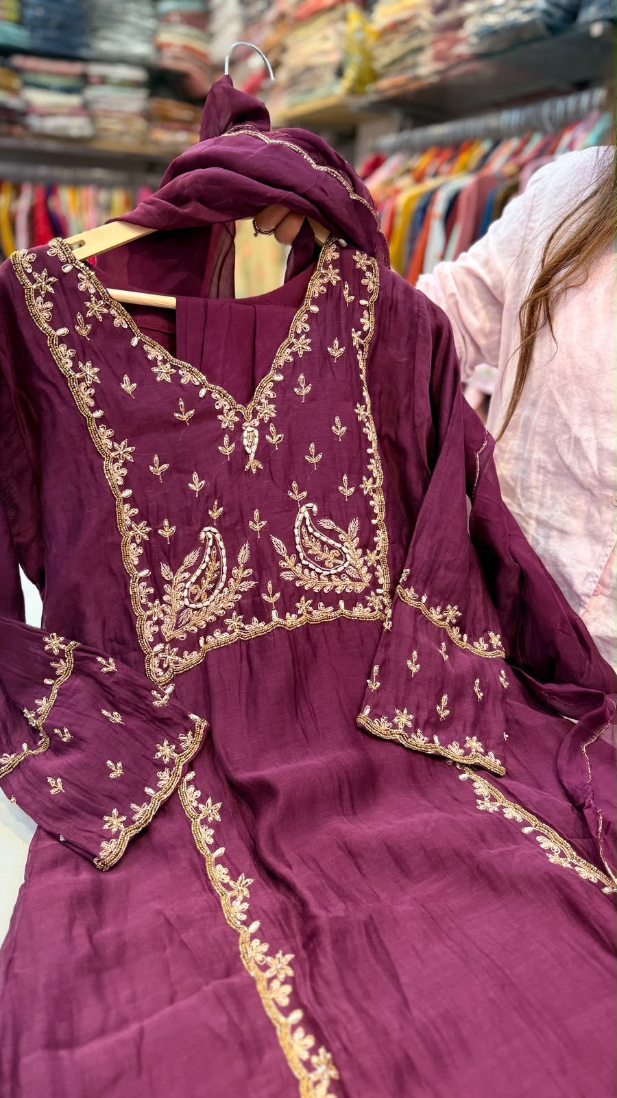 Two Shades of Splendour – Embroidered Festive Suit Set ✨