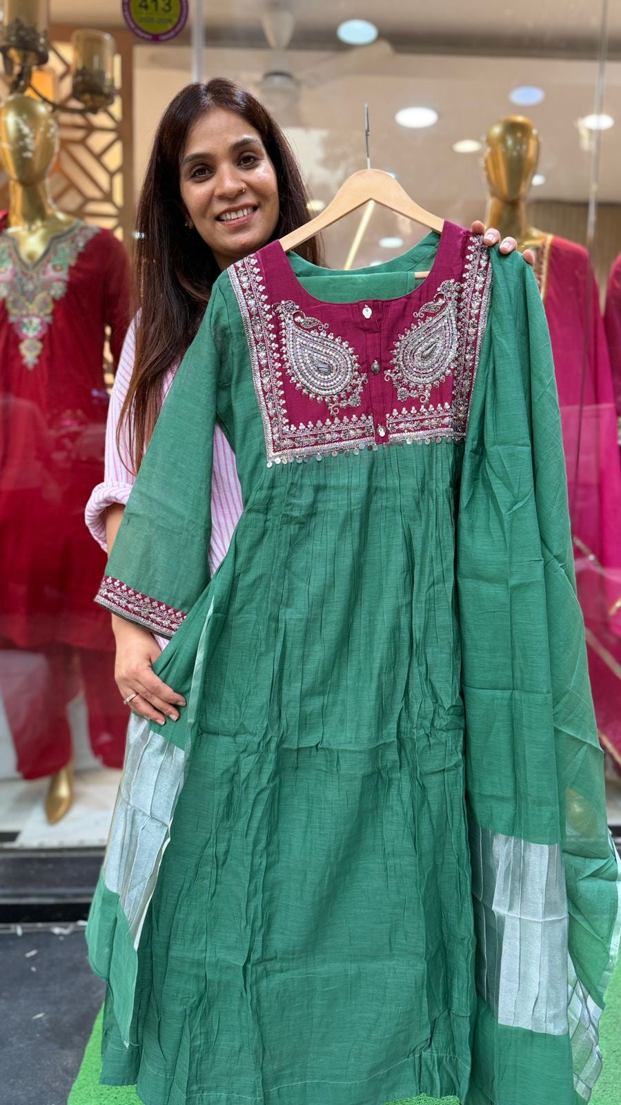 The Paisley Has a Party – Mul Chanderi Suit Set