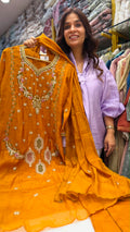 Amber Heirloom Bloom – Mul Chanderi Suit Set