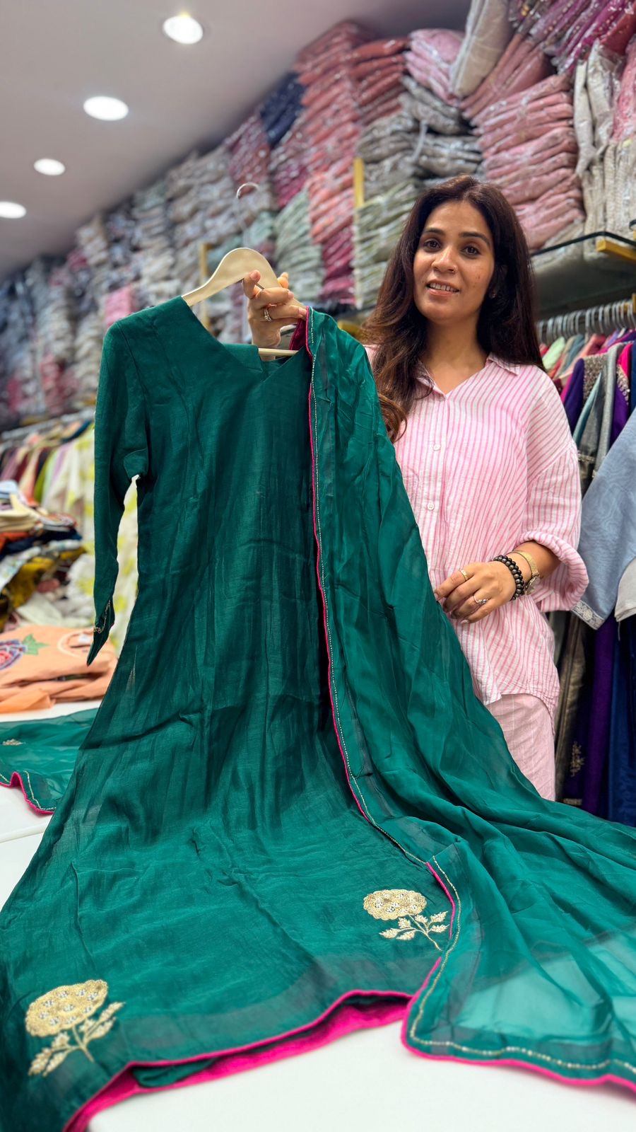 Emerald & Mocha Mul Chanderi Grace Set