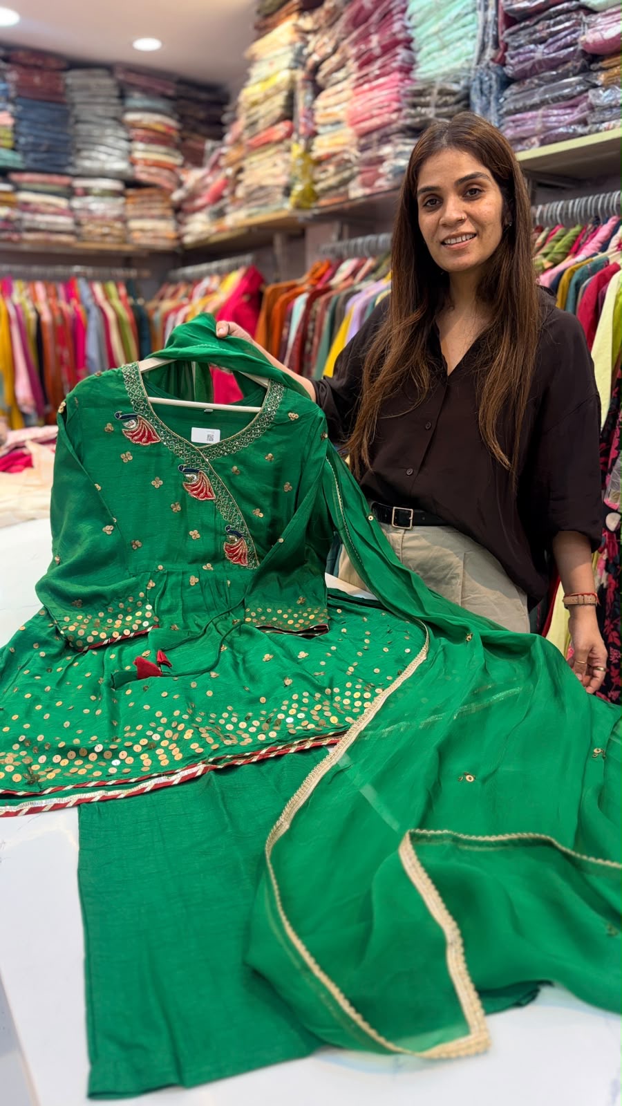 The Peacock Waltz – Festive Angrakha Palazzo Set✨