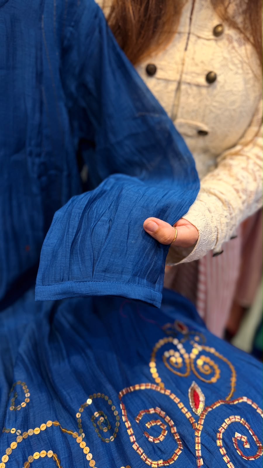 A Beautiful Distraction – Embroidered Mul Chanderi Suit Set