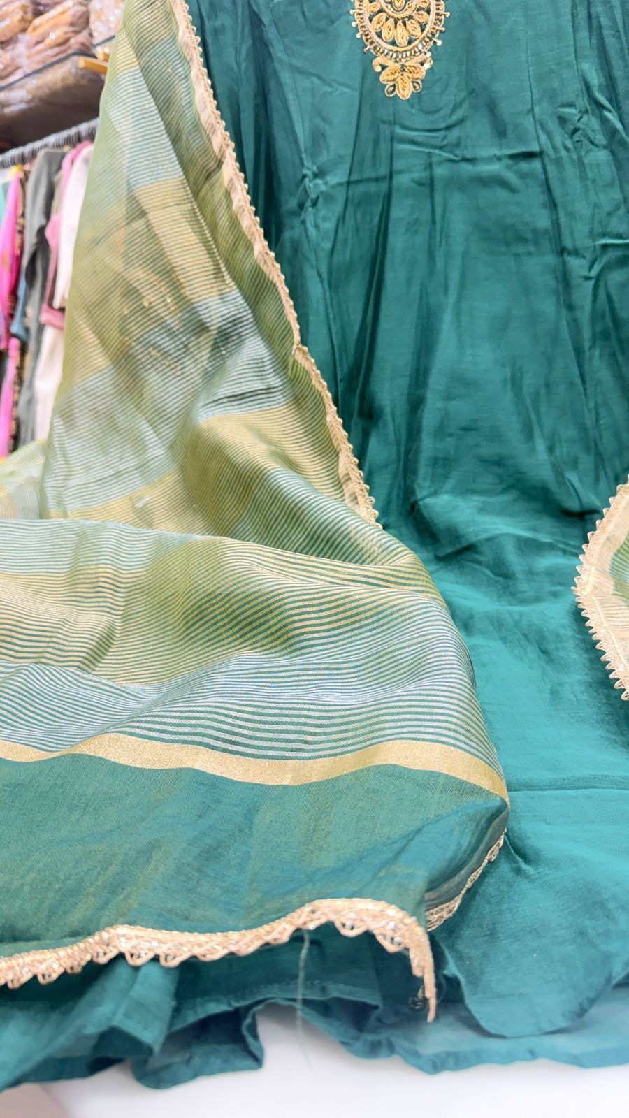 Noor in Three Tones —     Chocolate , Emerald & Mustard