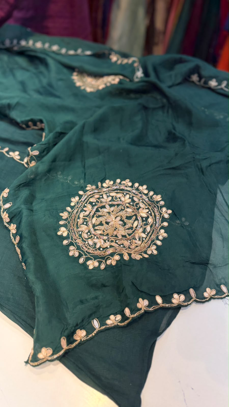 The Art of a Golden Circle – Mul Chanderi Suit Set ✨