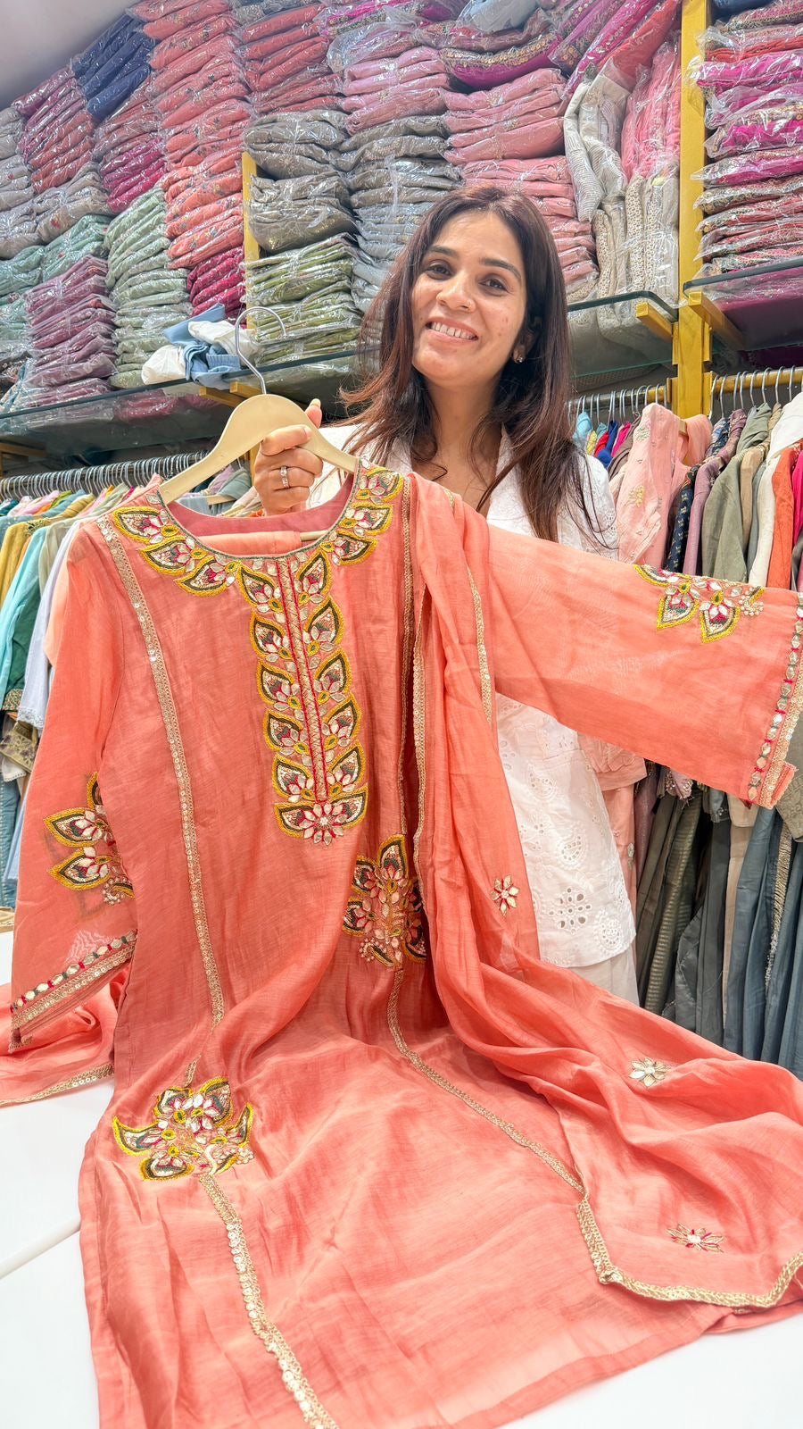 Gilded Petal Mul Chanderi ~ Super Luxe
