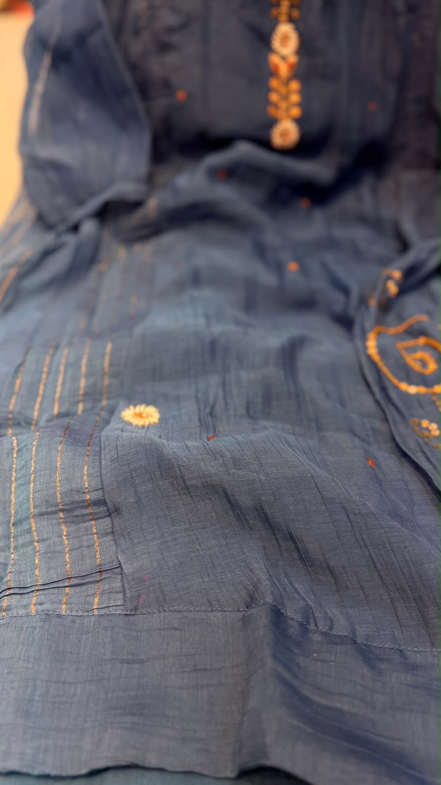 A Beautiful Distraction – Embroidered Mul Chanderi Suit Set