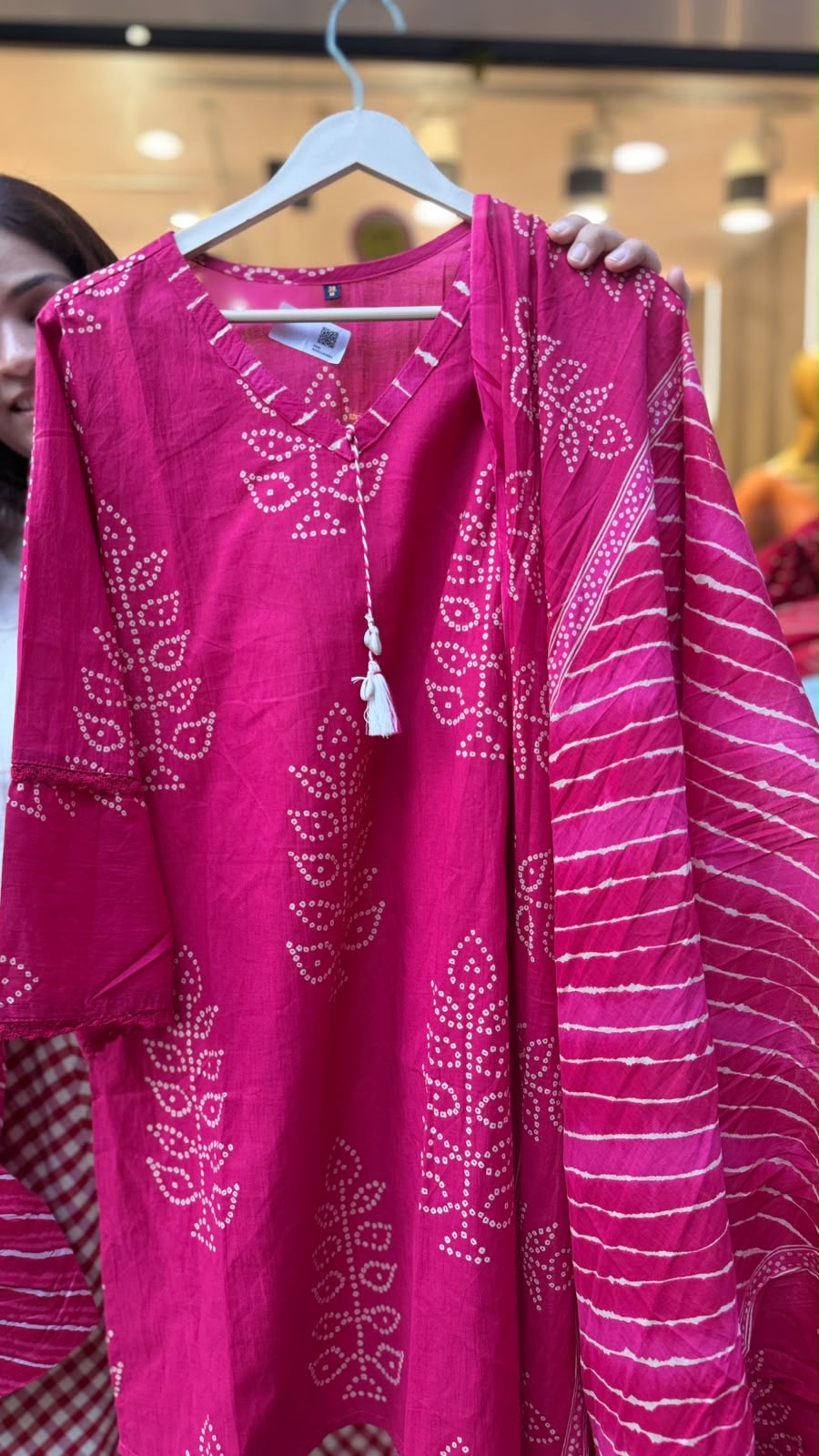 Rouge Monsoon Cotton Leheriya Suit Set