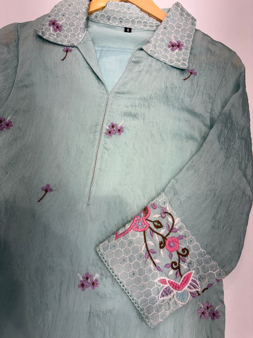 Mint in Bloom – Embroidered Co ord Style Kurta Pant