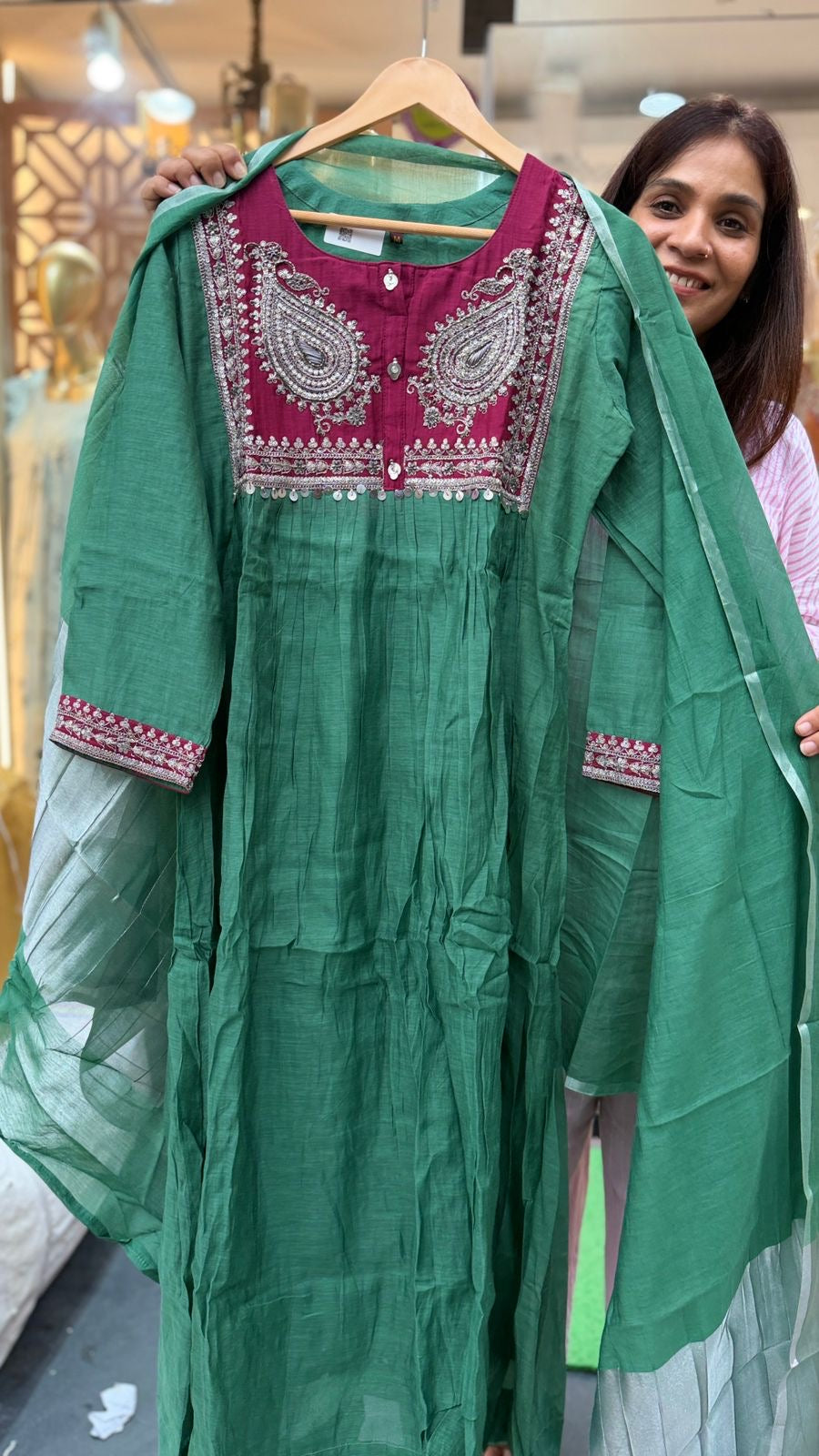 The Paisley Has a Party – Mul Chanderi Suit Set